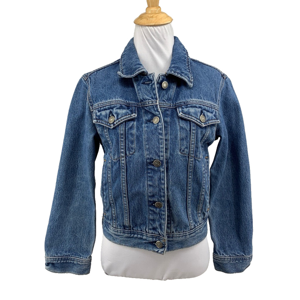Vintage Abercrombie & Fitch Jacket Womens M Medium Denim Jean Button Up Cropped